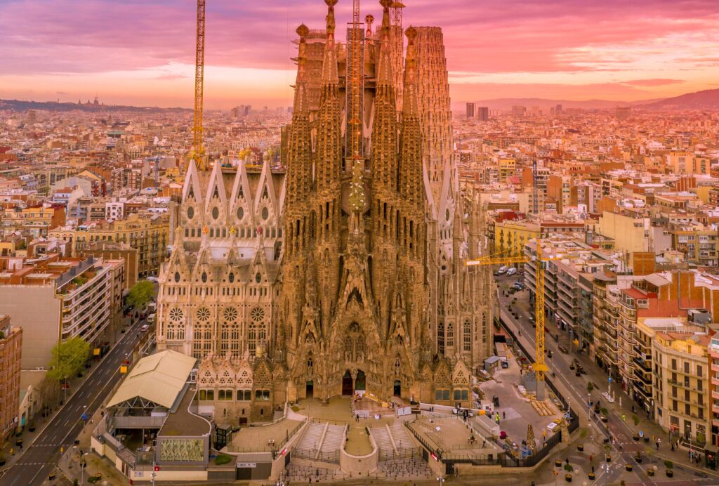 Barcelona skyline Sagrada Familia Spain