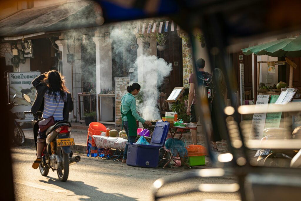 Laos street food market