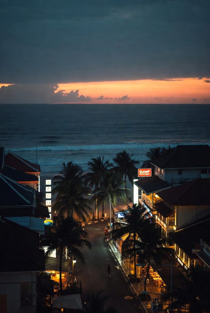 Phuket beach area with restaurants and nightlife