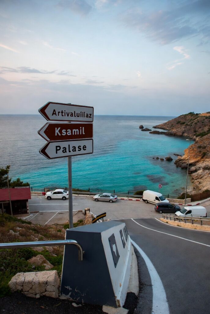 Ksamil beach in southern Albania after arriving from Tirana