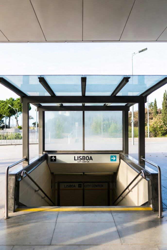Metro entrance at Lisbon Airport for the city centre transfer