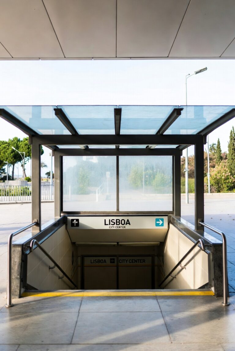 Metro entrance at Lisbon Airport for the city centre transfer