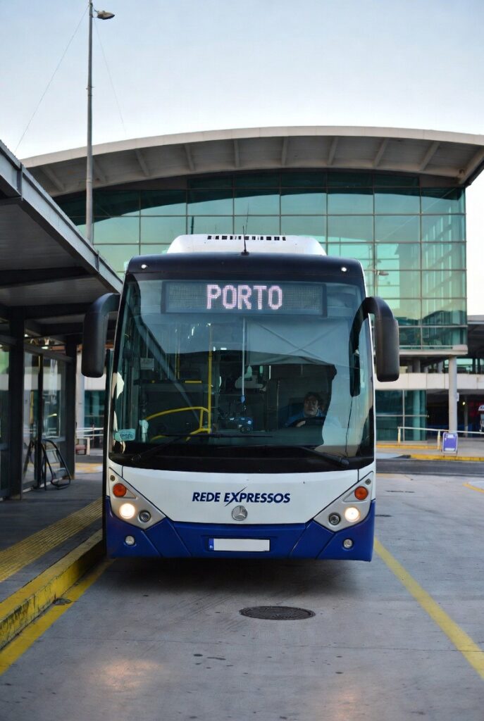 Intercity bus at Lisbon Oriente heading to Porto