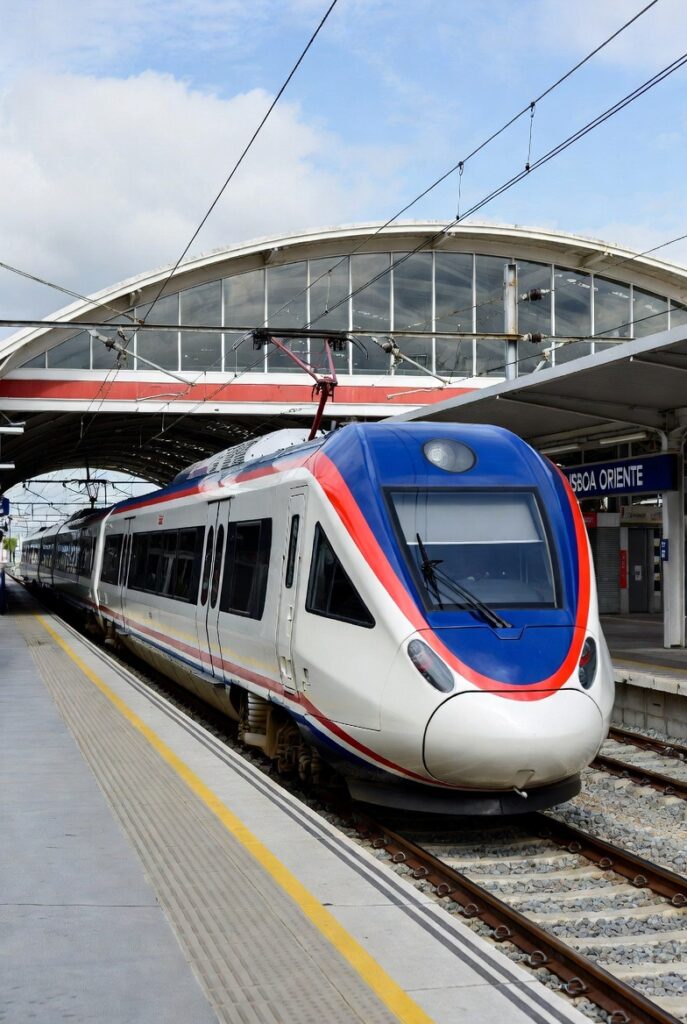 Alfa Pendular train at Lisbon Oriente station in Portugal