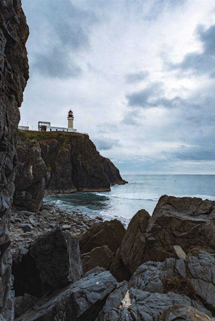 Praia do Norte and lighthouse area in Nazaré Portugal