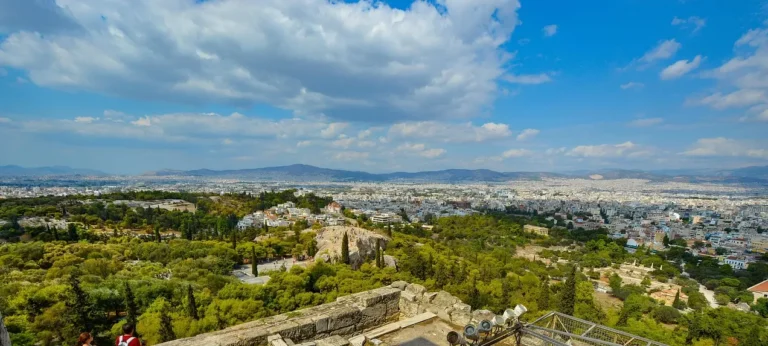 Panoramic view across the neighborhoods of central Athens