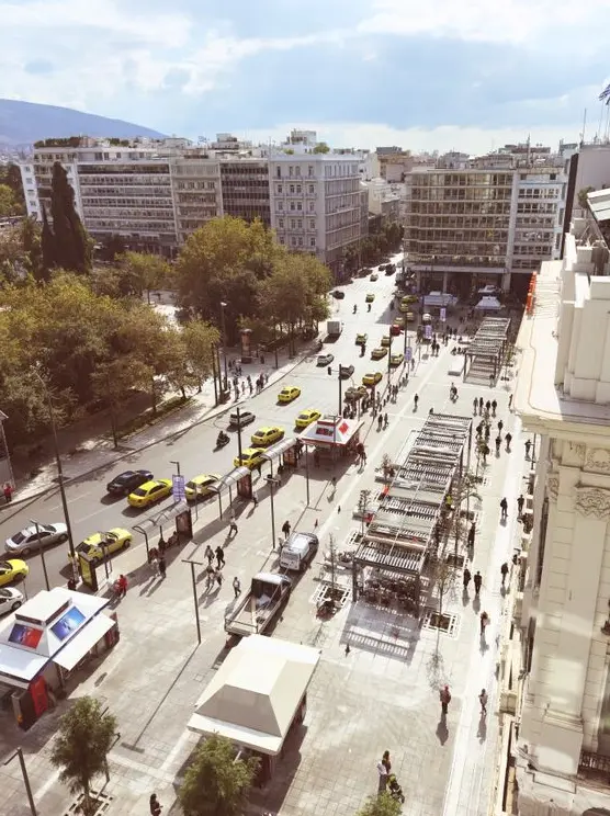 Syntagma Square and central Athens viewed from above