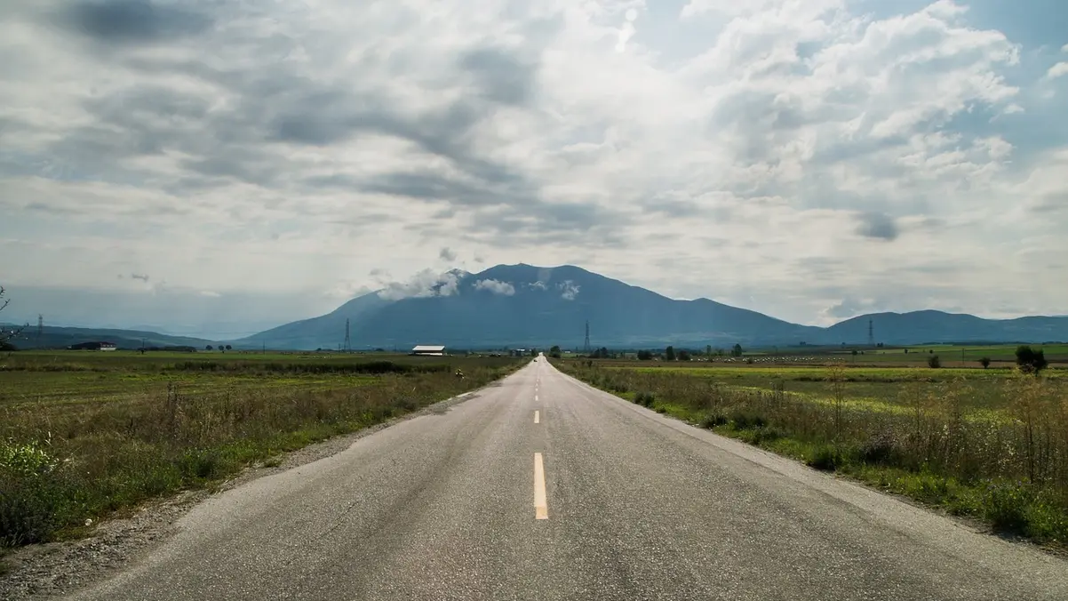 Open road through West Macedonia in northern Greece
