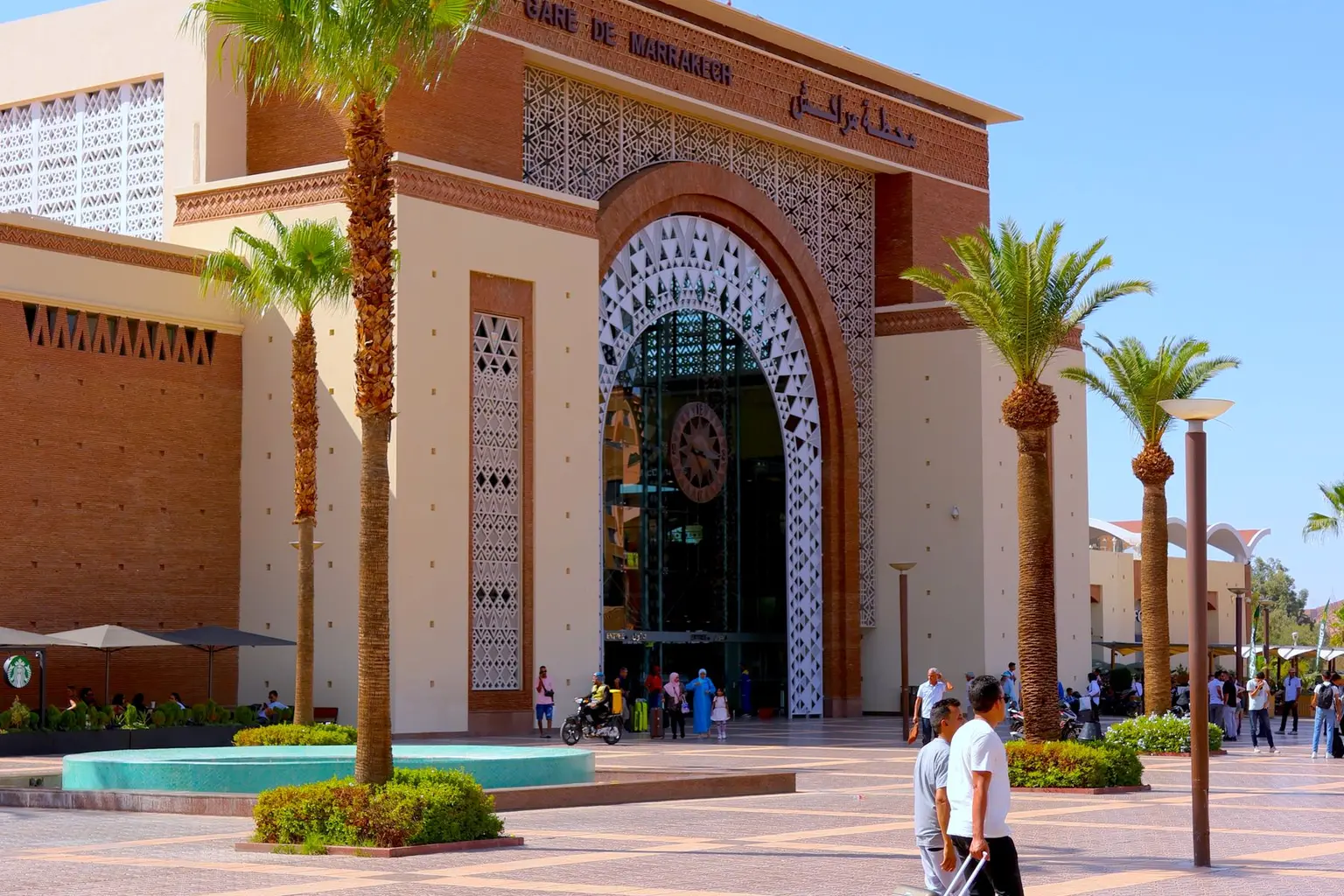 Marrakech railway station for the journey to Fes
