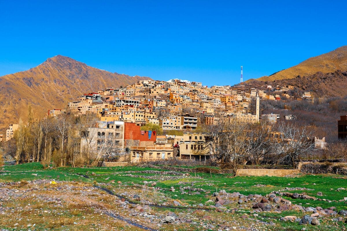 Traditional village in Morocco's Atlas Mountains, an Amazigh-speaking region