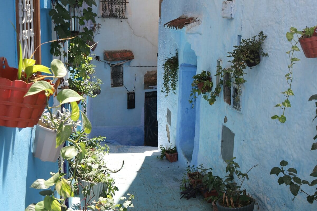 Blue street in Chefchaouen in northern Morocco