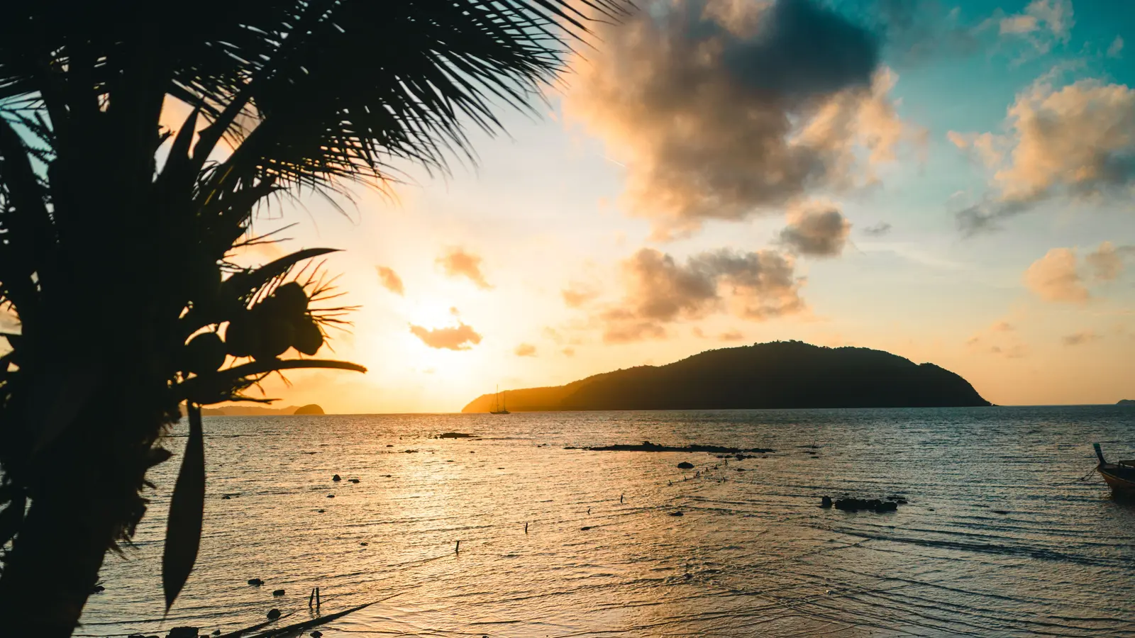 Sunset on a Phuket beach during the dry season