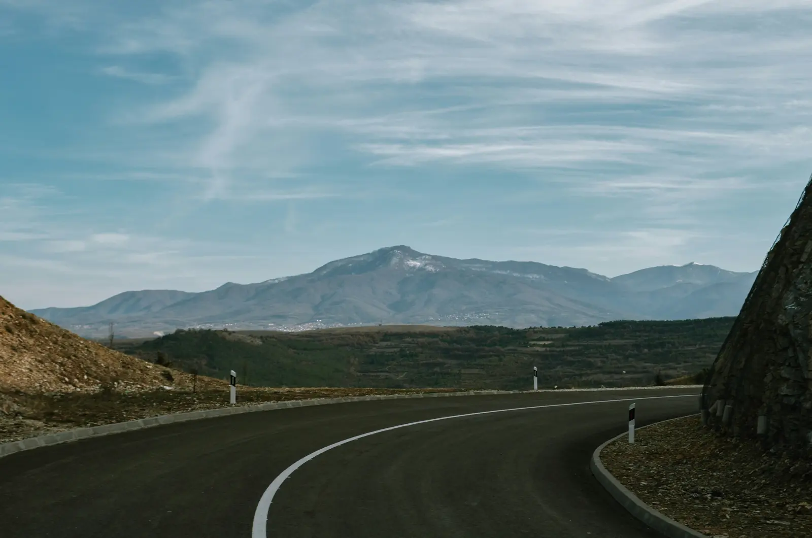 Mountain road between Skopje and Ohrid in North Macedonia