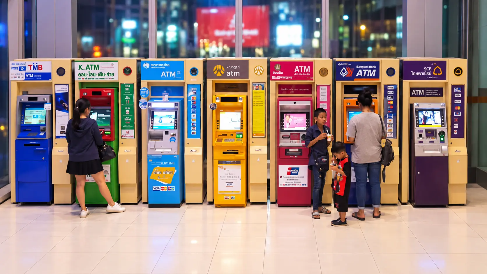 ATM machines in Bangkok illustrating Thailand ATM fees for tourists